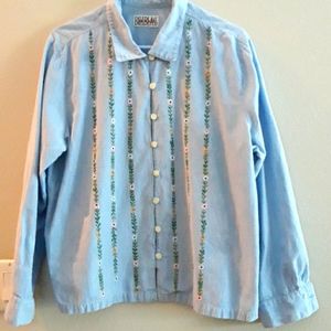 Lightweight denim embroidered vintage Bill Blass